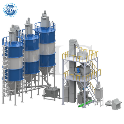 10-30tph Voltage Personalizzata Dry Mix Powder Mortar Production Line Wall Putty Plaster Skim Coat Mixer Tile Adhesive Glue Grout Making Machine