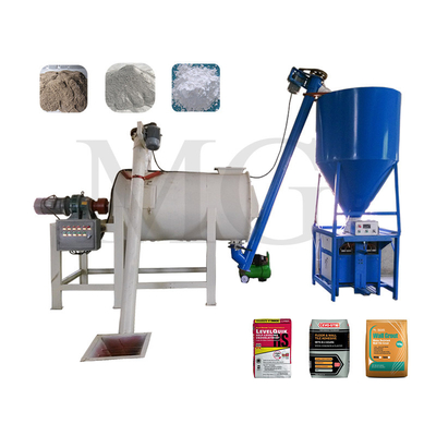 Impianto di malta semplice a miscela secca con macchina di miscelazione a nastro Muro di sabbia di macchia Cimento Skim Coat Ceramica Piastrelle adesivo linea di produzione